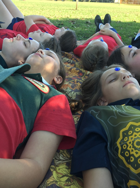 Students participating in a mindfulness activity